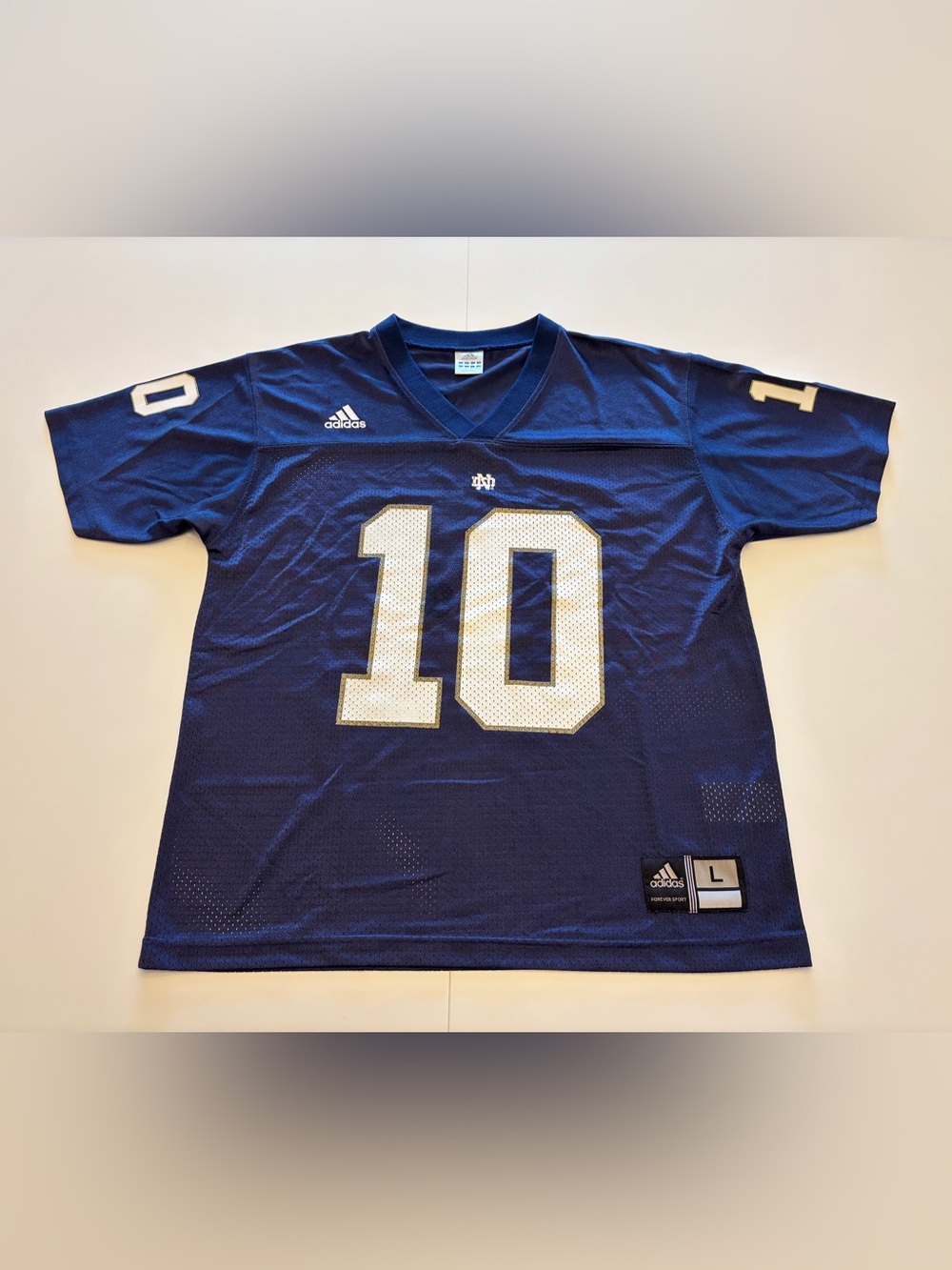 Notre Dame Adidas Youth Navy #10 Football Jersey - Large
